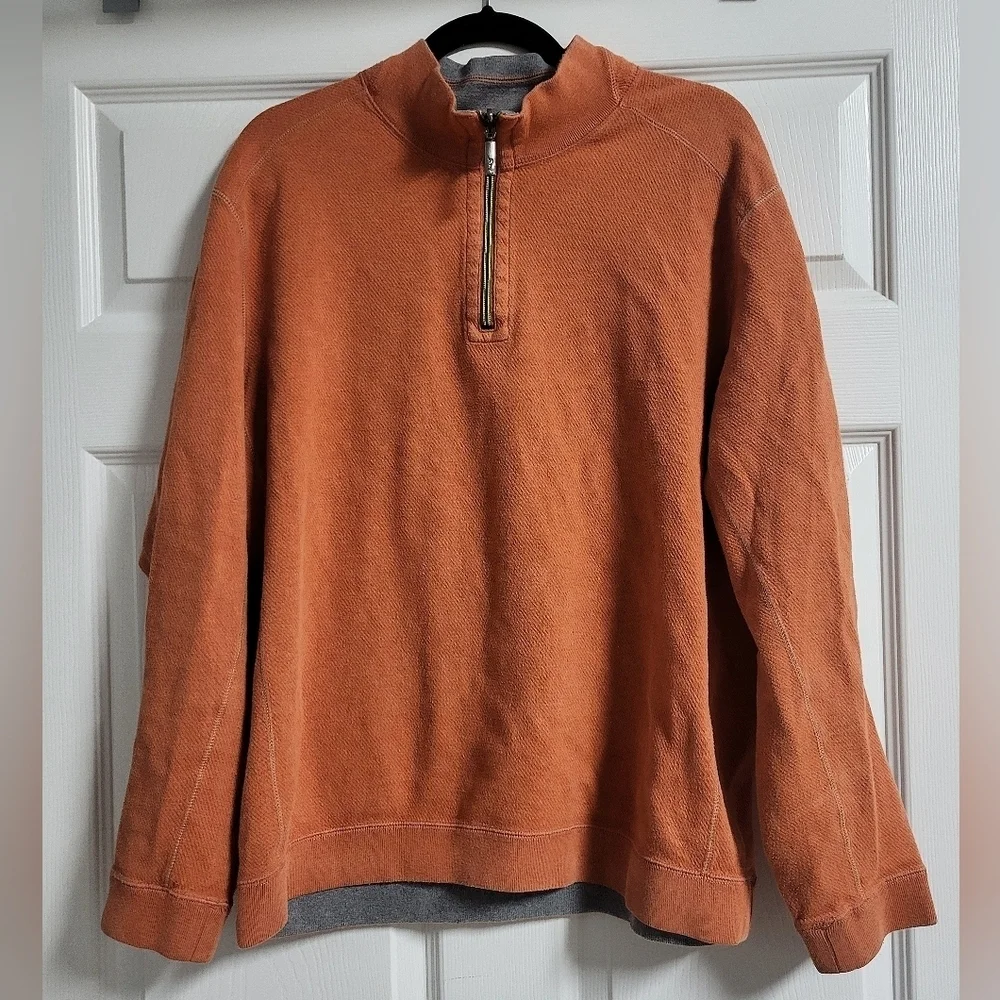 Tommy Bahama- Mens Orange Quarter-Zip Pullover - Size XL - EUC